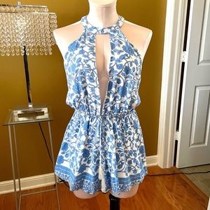 Floral Halter Cut Out Tassel Romper Playsuit